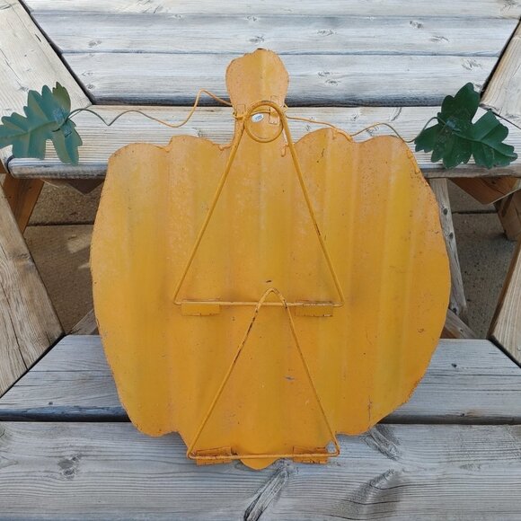 LARGE METAL Pumpkin Decor Sign Art Halloween Thanksgiving Decor Indoor O… - Picture 3 of 4